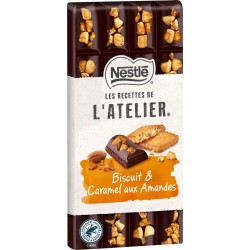 NESTLE LES RECETTES DE ATELIER Tablette de chocolat noir biscuit caramel NESTLE LES RECETTES DE L'ATELIER la tablette de 170g