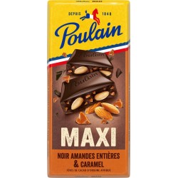 POULAIN Tablette de chocolat noir maxi caramel et amandes la tablette de 190g