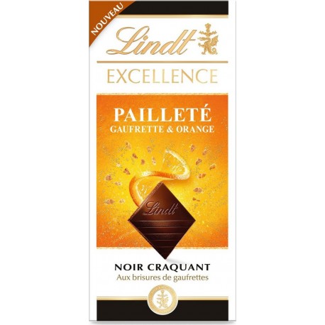 LINDT Tablette de chocolat Noir Gaufrette Orange EXCELLENCE la tablette de 100g