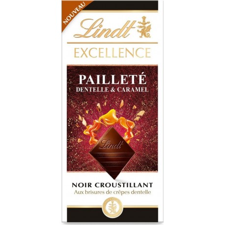 LINDT Tablette de chocolat Noir Dentelle Caramel EXCELLENCE la tablette de 100g