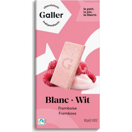 GALLER Tablette de chocolat blanc framboise la tablette de 80g