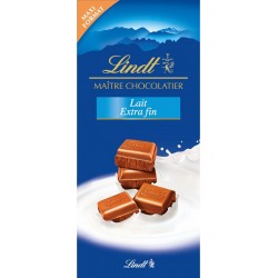 LINDT Tablette de chocolat Lait Extra Fin MAITRE CHOCOLATIER tablette de 190g