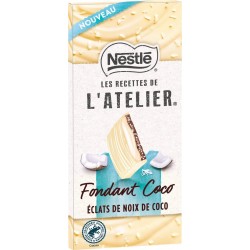 LES RECETTES DE ATELIER Tablette de chocolat blanc et lait fondant coco LES RECETTES DE L'ATELIER la tablette de 130g