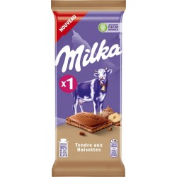 MILKA Tablette de chocolat Tendre aux Noisettes la tablette de 85g