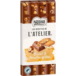 NESTLE LES RECETTES DE ATELIER Tablette de chocolat au lait biscuit noisettes NESTLE LES RECETTES DE L'ATELIER la tablette de 17