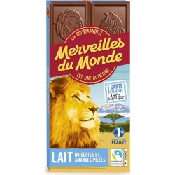 KROKOLA Tablette de chocolat au lait, noisettes et amandes pilées merveilles du monde la tablette de 100g