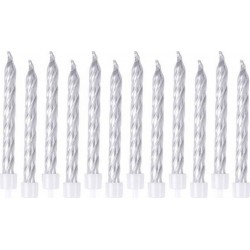 NC Lot De 12 Bougies D'anniversaire métalliques 6cm Argent