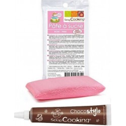 NC Stylo Chocolat + Pâte À Sucre Rose 100g