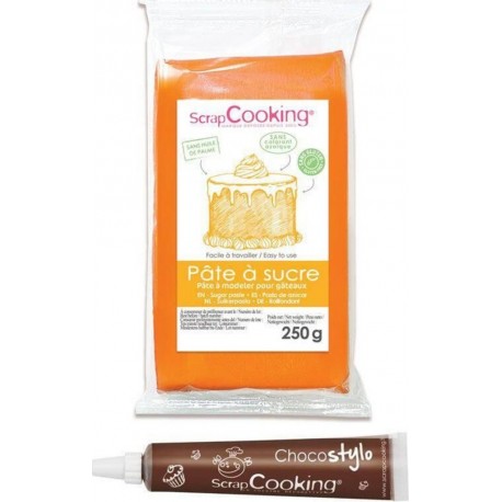 NC Pâte À Sucre Orange Arôme Vanille 250 G + Stylo Chocolat