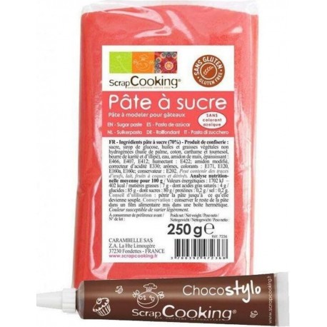 NC Pâte À Sucre Corail 250 G + Stylo Chocolat