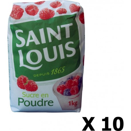 Saint Louis Lot 10x Sucre En Poudre Paquet 1Kg les 10 unités de 1.0Kg