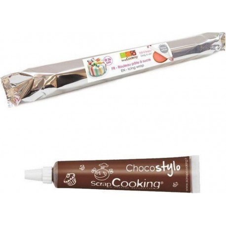 Pâte À Sucre En Rouleau Prête À Dérouler Ø 36 Cm Blanc + 1 Stylo Chocolat