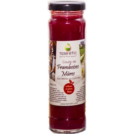 NC Coulis De Framboises & Mûres Mont Du Lyonnais Terr'étic Fruit Du Travail Paysan Bocal 156ml le bocal