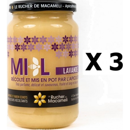 NC Lot 3x Miel De Lavande Drôme Rhône Alpes Le Rucher De Macameli Pot 500g les 3 unités de 0.5Kg