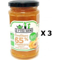 NC Lot 3x Confiture Abricot 65% Bio Les P'tites Tartines Pot 255g les 3 unités de 0.26Kg