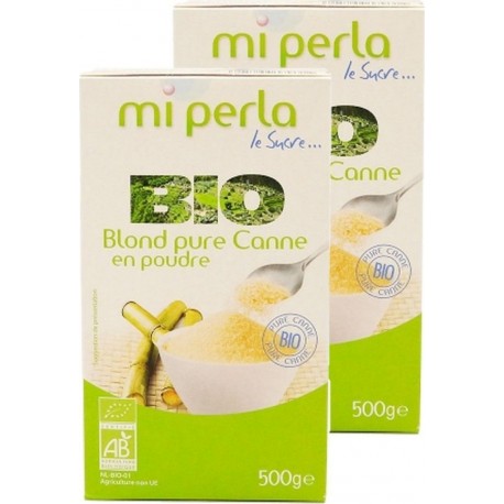 NC Sucre En Poudre Blond Pur Canne Bio Mi Perla les 2 boîtes de 0.5Kg