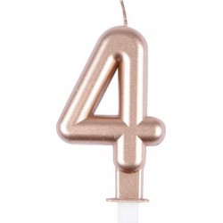 NC Bougie D'anniversaire chiffre 4 7cm Rose Gold