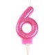 NC Bougie D'anniversaire Paillette chiffre 6 7cm Rose