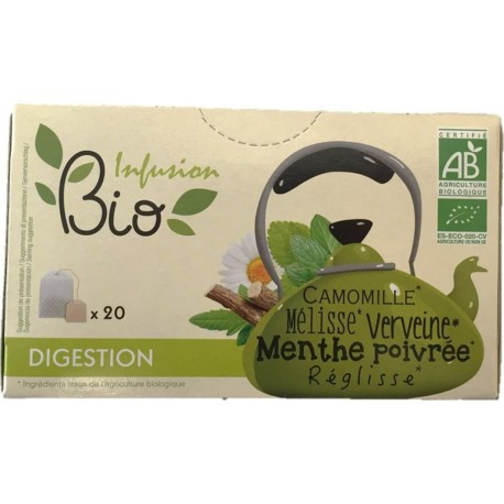 NC Infusion Bio Camomille, Mélisse, Verveine, Menthe Poivrée, Réglisse Digestion 20 Sachets l'unité de 0.03Kg