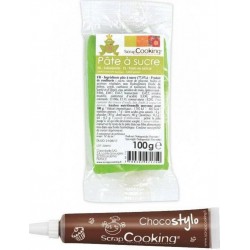 NC Stylo Chocolat + Pâte À Sucre Vert Prairie 100g