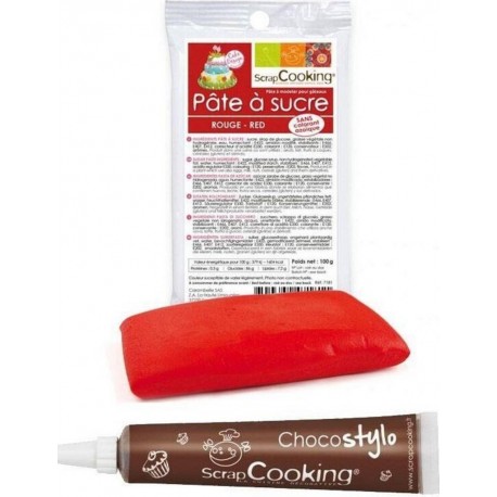 NC Stylo Chocolat + Pâte À Sucre Rouge 100g