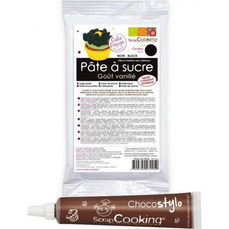 NC Pâte À Sucre Noire 250 G + Stylo Chocolat