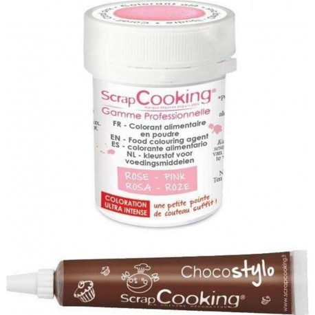 NC Colorant Alimentaire En Poudre Rose Poudré + Stylo Chocolat