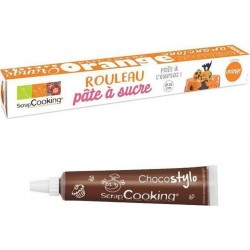 NC Pâte À Sucre En Rouleau Prête À Dérouler Ø 36 Cm Orange + 1 Stylo Chocolat