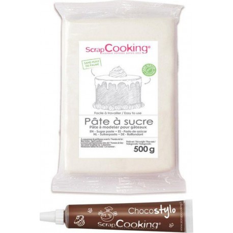 Pâte À Sucre Blanche 500 G + 1 Stylo Chocolat