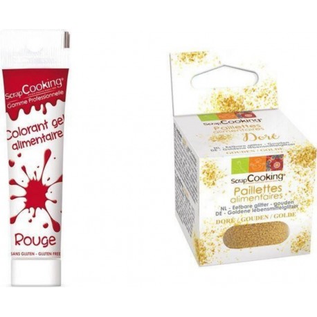 NC Gel Colorant Alimentaire Rouge 20 G + Paillettes Dorées