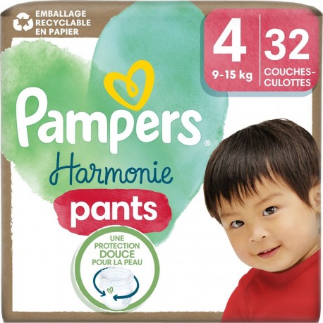 PAMPERS Couches Culottes Bébés Harmonie Pants 9 - 15Kg Taille 4 pack de 32 couches culottes