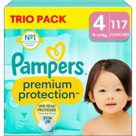 PAMPERS Couches Bébé Premium Protection Taille 4 9-14Kg x117