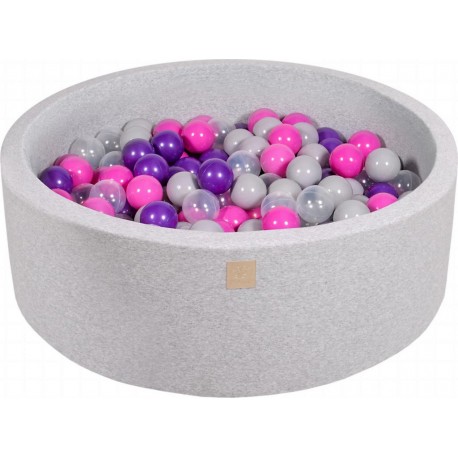 Clair Piscine À Balles, Coton, 90x30 Cm, 200 Pcs, Gris Rose Foncé/violet/transparente/gris