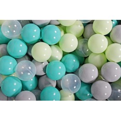 Clair Ensemble De Boules En Plastique, 50 Pcs, Gris/vert Clair/transparent/turquoise