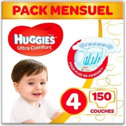 Huggies Ultra Comfort Couches Bébé Unisexe Taille 4 (7-18Kg) X150 Couches