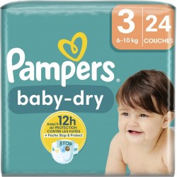 PAMPERS Couches Bébé Baby Dry 6 - 10Kg Taille 3 pack de 24 couches