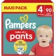 PAMPERS Couches Culottes Bébés Baby Dry Pants 9 15Kg Taille 4 pack de 90 couches culottes