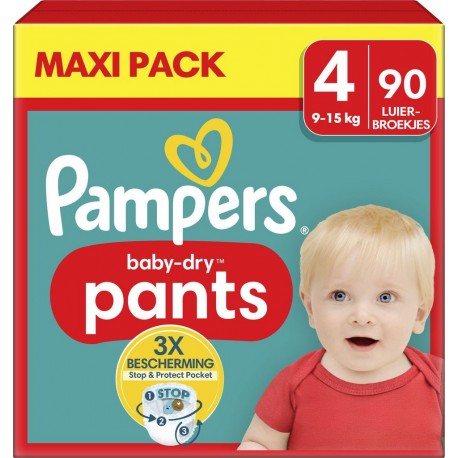 PAMPERS Couches Culottes Bébés Baby Dry Pants 9 15Kg Taille 4 pack de 90 couches culottes