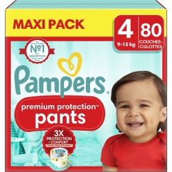 PAMPERS Couches Culottes Bébés Premium Protection Pants 9 15Kg Taille 4 pack de 80 couches culottes