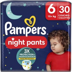 PAMPERS Couches-Culottes Baby-Dry Night Pants Pour La Nuit Taille 6 15Kg+ 30 couches