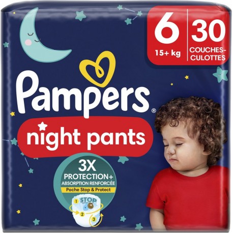 PAMPERS Couches-Culottes Baby-Dry Night Pants Pour La Nuit Taille 6 15Kg+ 30 couches