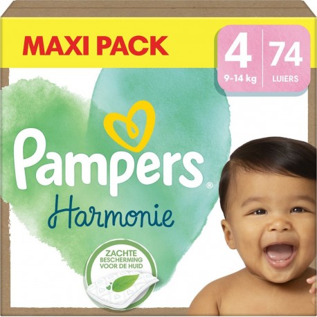 PAMPERS Couches Bébé Harmonie 9 14Kg Taille 4 pack de 74 couches