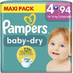 PAMPERS Couches Bébé Baby-Dry 10 - 15Kg Taille 4+ pack de 94 couches