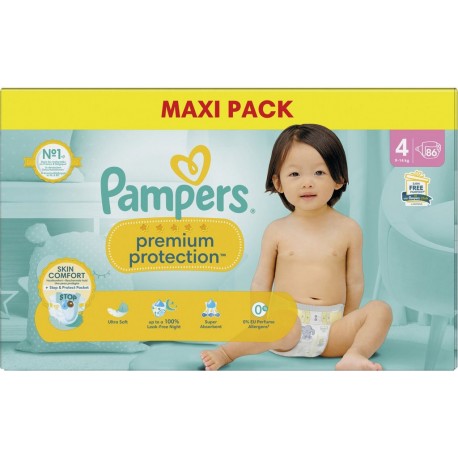 PAMPERS Couches Bébé Premium Protection 9 14Kg Taille 4 pack de 86 couches