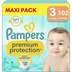 PAMPERS Couches Bébé Premium Protection 6 10Kg Taille 3 pack de 102 couches