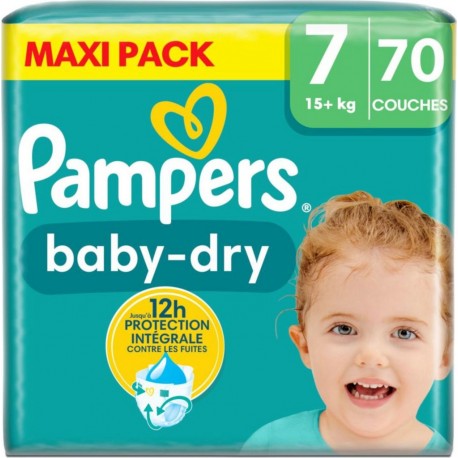 PAMPERS Couches Bébé Baby Dry 15+Kg Taille 7 pack de 70 couches