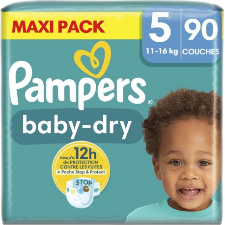 PAMPERS Couches Bébé Baby-Dry 11 16Kg Taille 5 pack de 90 couches