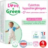 LOVE GREEN Couches Culottes Enfants Hypoallergénique 8 15Kg Taille 4 LOVE & GREEN pack de 32 couches culottes