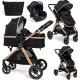 Bebelissimo Poussette Combinée Trio 3 En 1 Siège Auto 0m – Nacelle – Dès La Naissance – Jusqu’à 22Kg – Nicea Noir