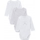 TEX BABY Body 100 % Coton Bio Blanc lot de 3 bodies